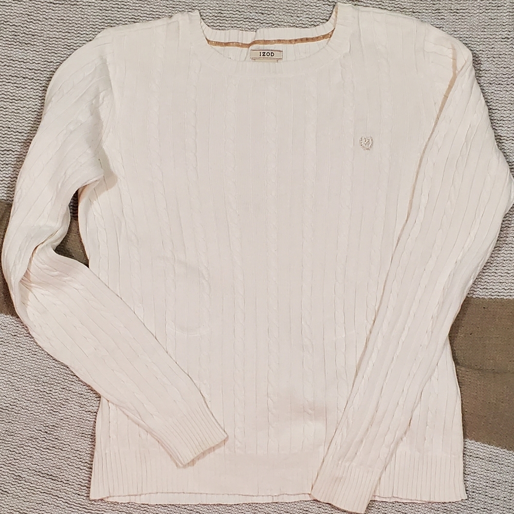 IZOD Cream w/gold emblem Sweater Sz S